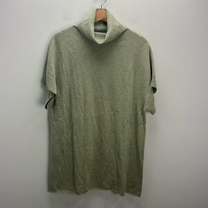 J. Jill Short Sleeve Cashmere Sweater Turtleneck Tunic Green XS Quiet Luxury